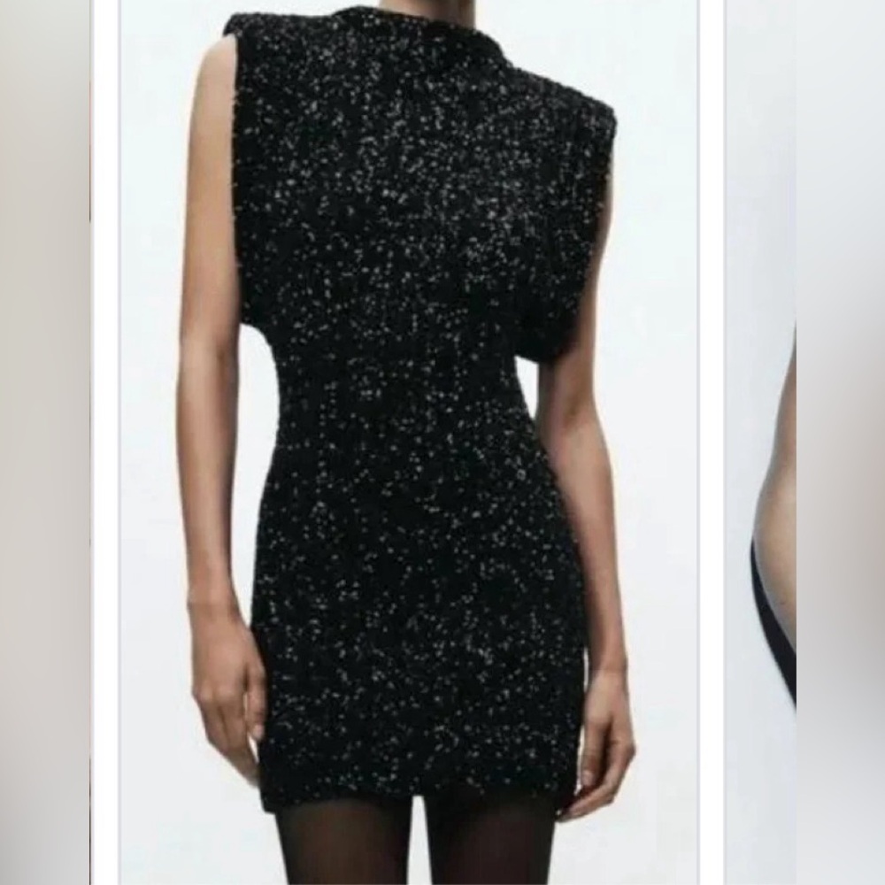 Zara black sequin mini dress